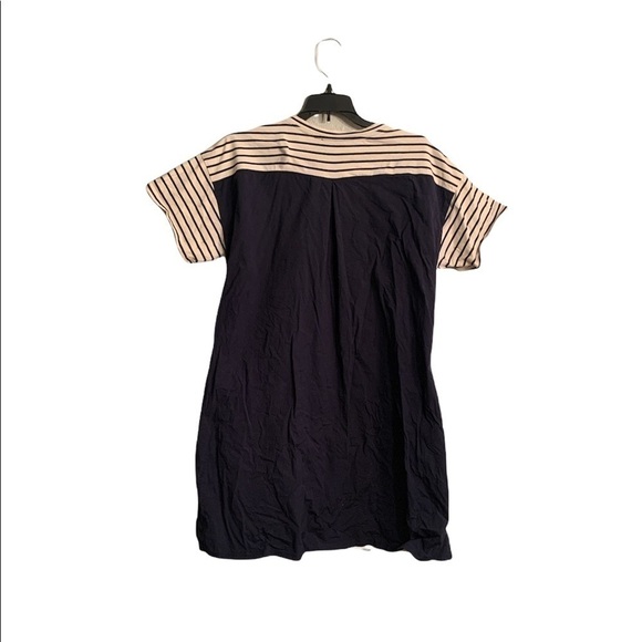 Theory Relaxed Combo Stripe Shift Dress Cream Ecru & Deep Navy Size Small - Picture 3 of 6